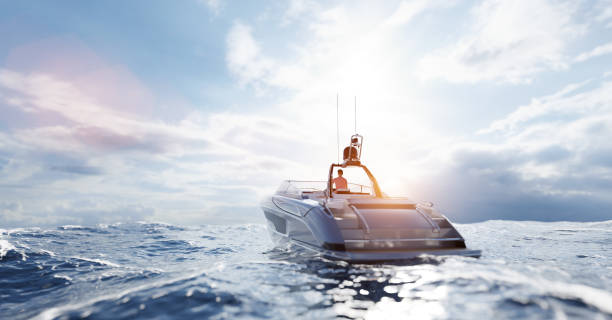 Bateau à moteur sur le lac